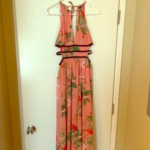 Express Coral Tropical Print Maxi Dress - so small